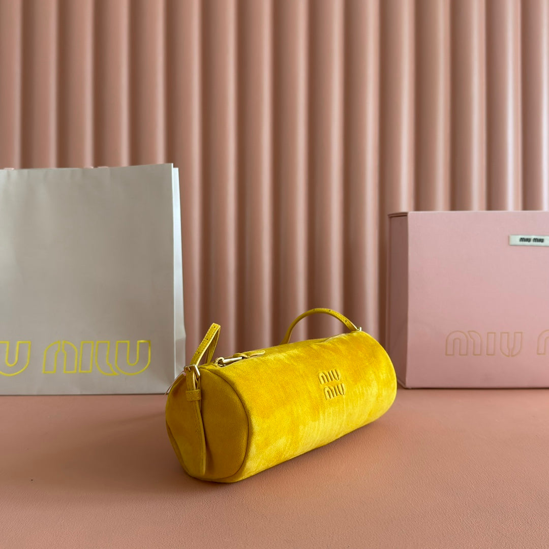MIU MIU SUEDE BAG 22 MUSTARD YELLOW GOLD HARDWARE
