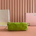 MIU MIU SUEDE BAG 22 BRIGHT LIME GREEN GOLD HARDWARE