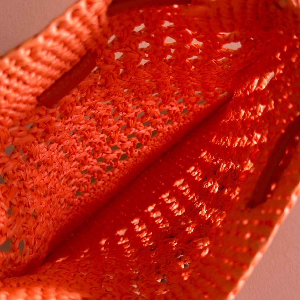 MIU MIU MIUMIU 26S WANDER BUCKET BAG 23 IN ORANGE RAFFIA WITH LEATHER TRIM
