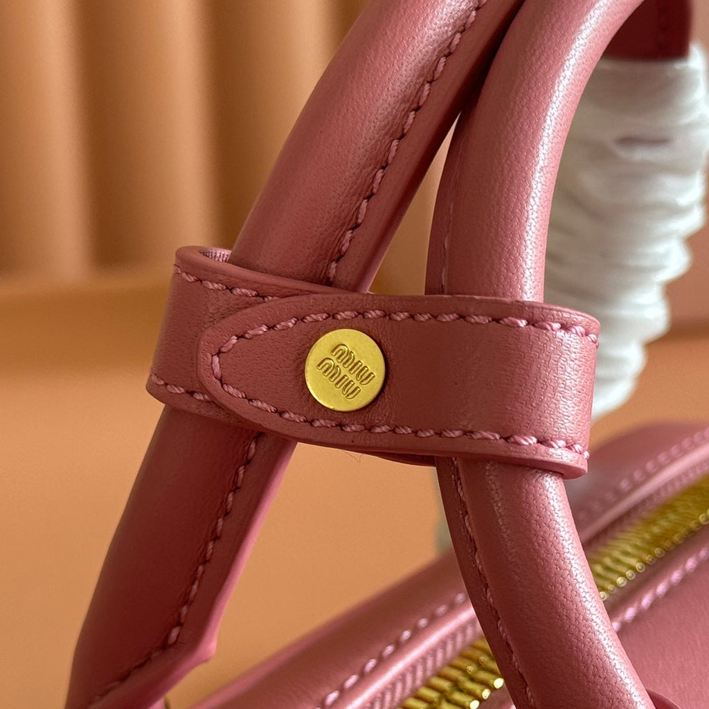 MIU MIU MIUMIU 26S ARCADIE MATELASSE BAG 19 IN DUSTY ROSE PINK CALFSKIN GOLD HARDWARE