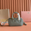 MIU MIU MIUMIU 26S ARCADIE BAG 19 IN SAGE GRAY CALFSKIN GOLD HARDWARE