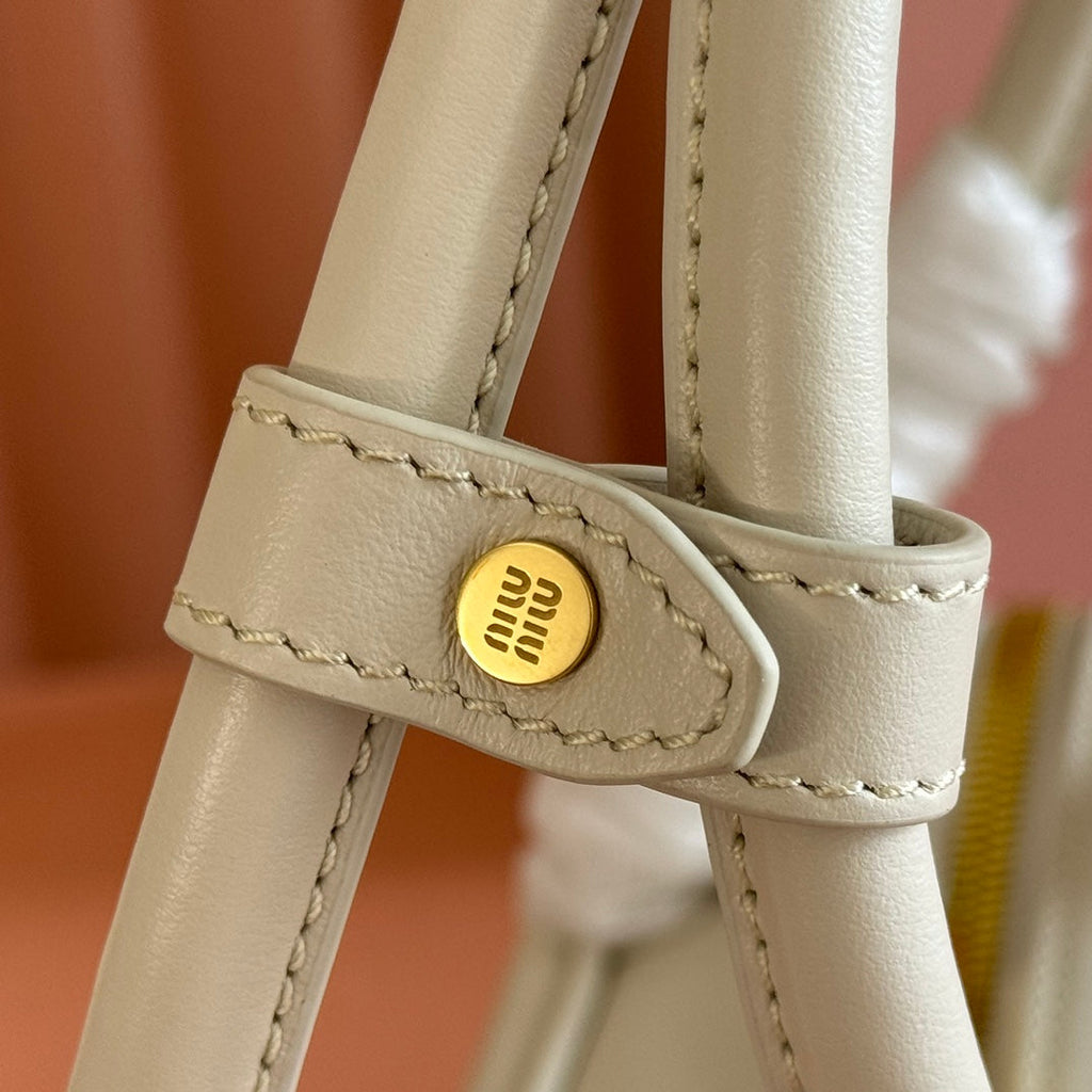 MIU MIU MIUMIU 26S BEAU TOP HANDLE BAG 29 IN WHITE CALFSKIN GOLD HARDWARE