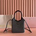 MIU MIU MIUMIU 26S CRYSTAL TOTE 24 BAG IN BLACK CALFSKIN