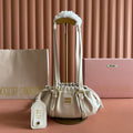 MIU MIU MIUMIU 26S JOIE HAND BAG 22 IN WHITE SHINY LAMBSKIN GOLD HARDWARE