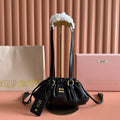 MIU MIU MIUMIU 26S JOIE HAND BAG 22 IN BLACK SHINY LAMBSKIN GOLD HARDWARE