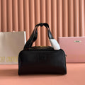 MIU MIU MIUMIU 26S TOP-HANDLE BAG 28 IN BLACK CALFSKIN GOLD HARDWARE