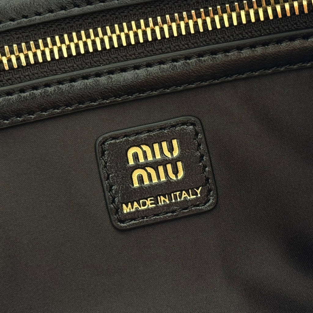 MIU MIU MIUMIU 26S TOP-HANDLE BAG 28 IN BLACK CALFSKIN GOLD HARDWARE