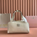 MIU MIU MIUMIU 26S TOP-HANDLE BAG 28 IN WHITE CALFSKIN GOLD HARDWARE
