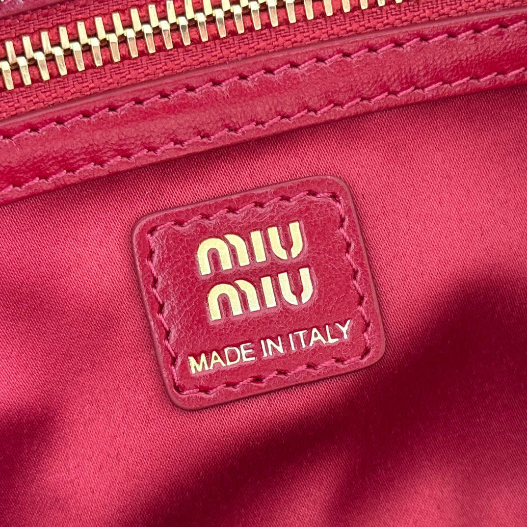 MIU MIU MIUMIU 26S TOP-HANDLE BAG 28 IN DARK RED CALFSKIN GOLD HARDWARE