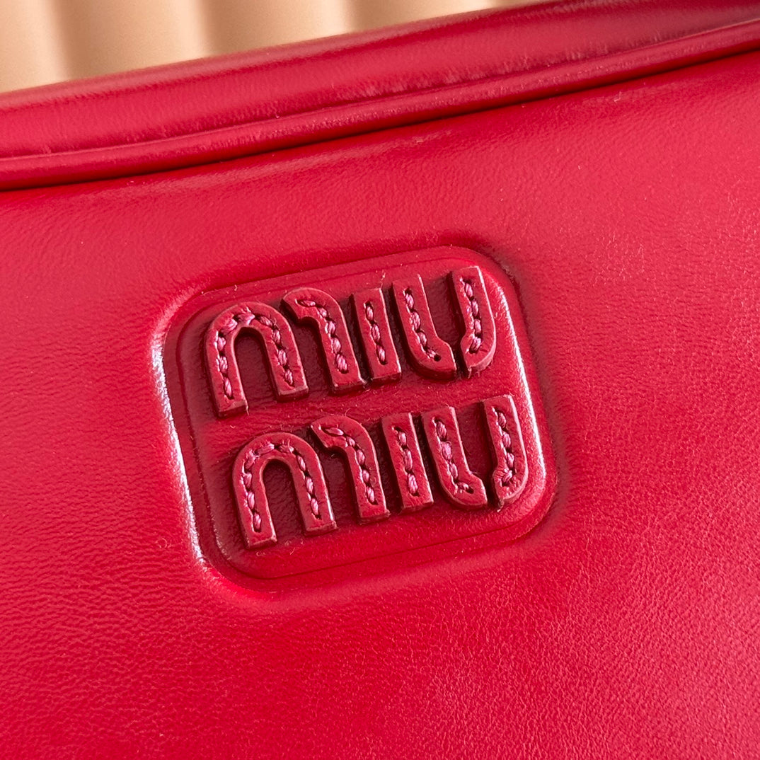 MIU MIU MIUMIU 26S TOP-HANDLE BAG 28 IN DARK RED CALFSKIN GOLD HARDWARE