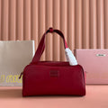 MIU MIU MIUMIU 26S TOP-HANDLE BAG 28 IN DARK RED CALFSKIN GOLD HARDWARE