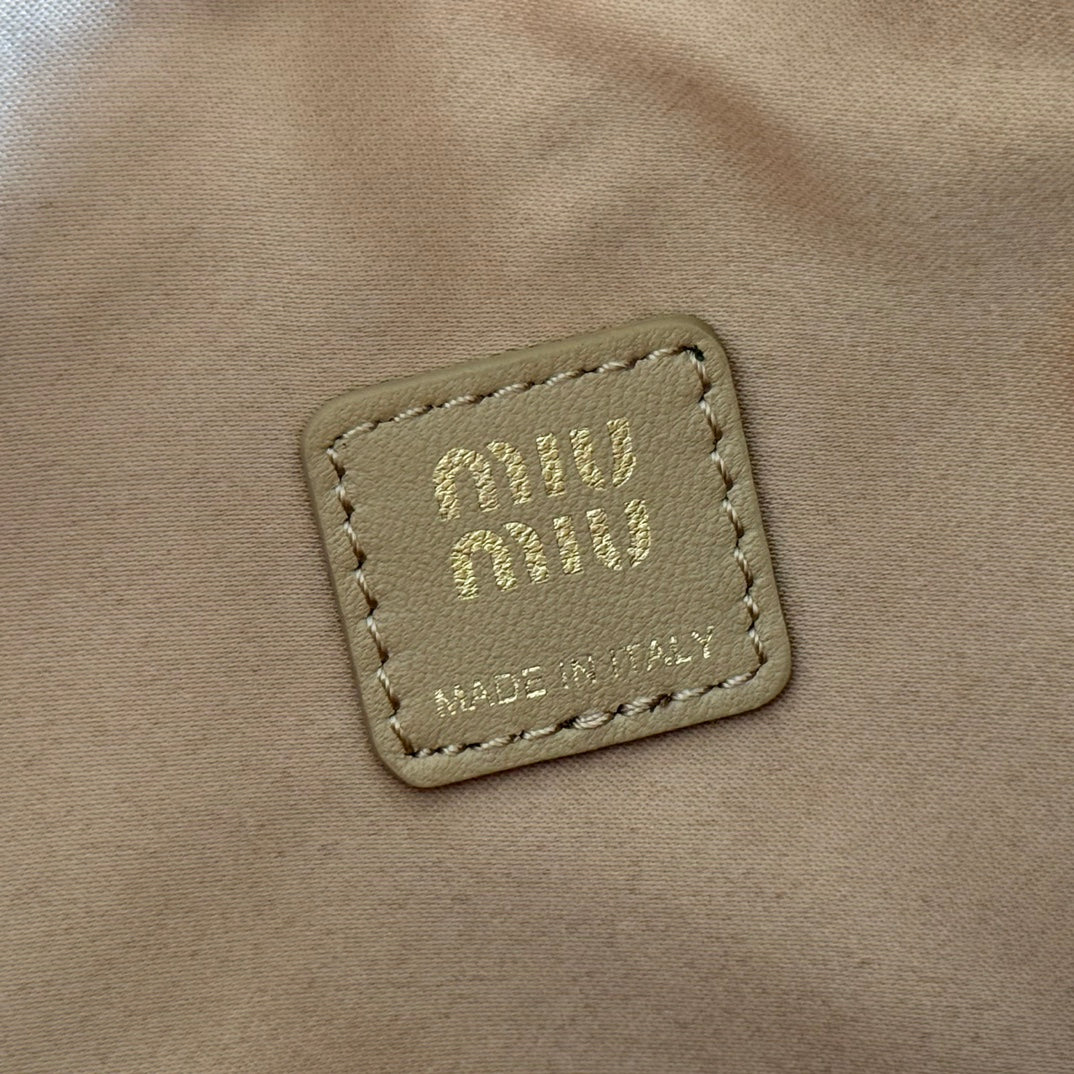 MIU MIU MIUMIU 26S POUCH BAG 15 IN DARK BEIGE CALFSKIN GOLD HARDWARE
