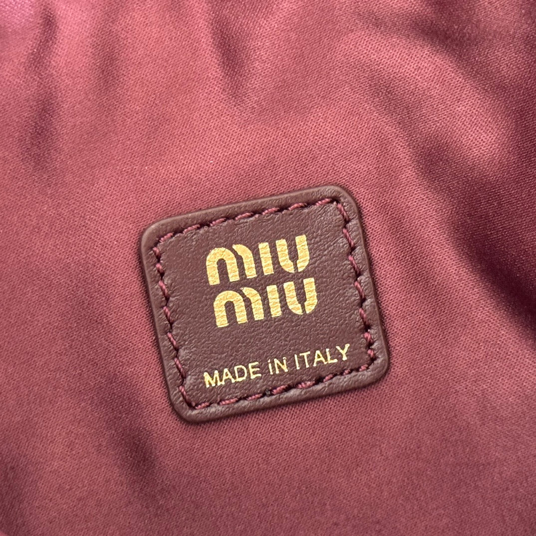 MIU MIU MIUMIU 26S POUCH BAG 15 IN COFFEE BROWN CALFSKIN GOLD HARDWARE