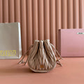 MIU MIU MIUMIU 26S MATELASSE POUCH BAG 16 IN LIGHT BEIGE CALFSKIN GOLD HARDWARE
