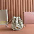 MIU MIU MIUMIU 26S MATELASSE POUCH BAG 16 IN WHITE CALFSKIN GOLD HARDWARE