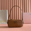 MIU MIU MIUMIU 26S POUCH BAG 20 IN TAN BROWN CALFSKIN GOLD HARDWARE