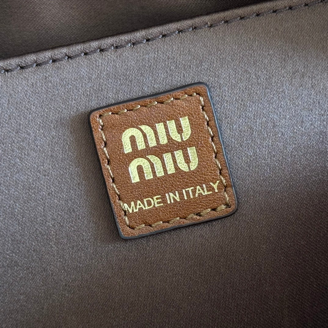 MIU MIU MIUMIU 26S ARCADIE BAG 19 IN TAN BROWN CALFSKIN GOLD HARDWARE
