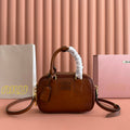 MIU MIU MIUMIU 26S ARCADIE BAG 19 IN TAN BROWN CALFSKIN GOLD HARDWARE