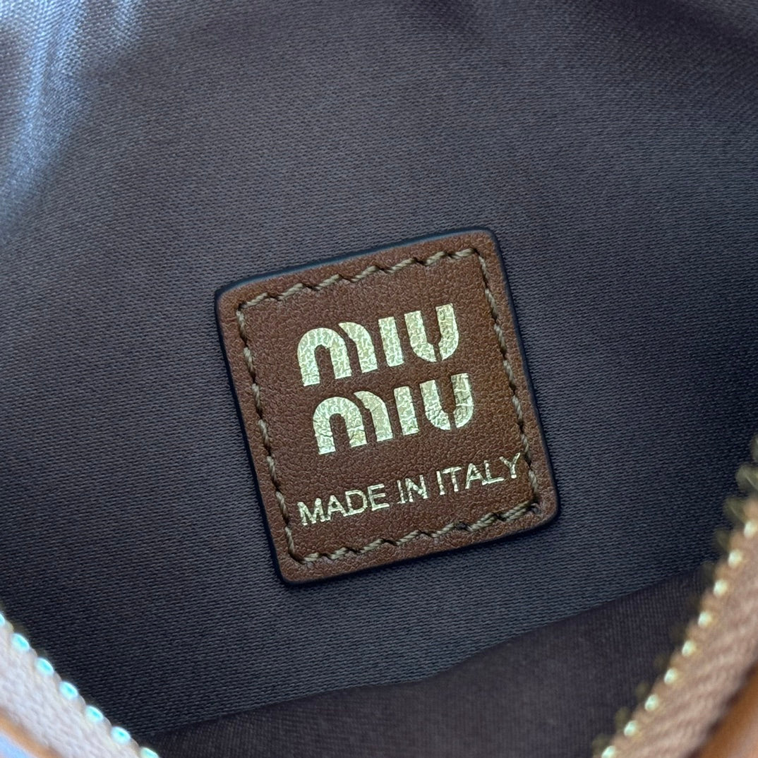 MIU MIU MIUMIU 26S WANDER BAG 20 IN BROWN CALFSKIN GOLD HARDWARE