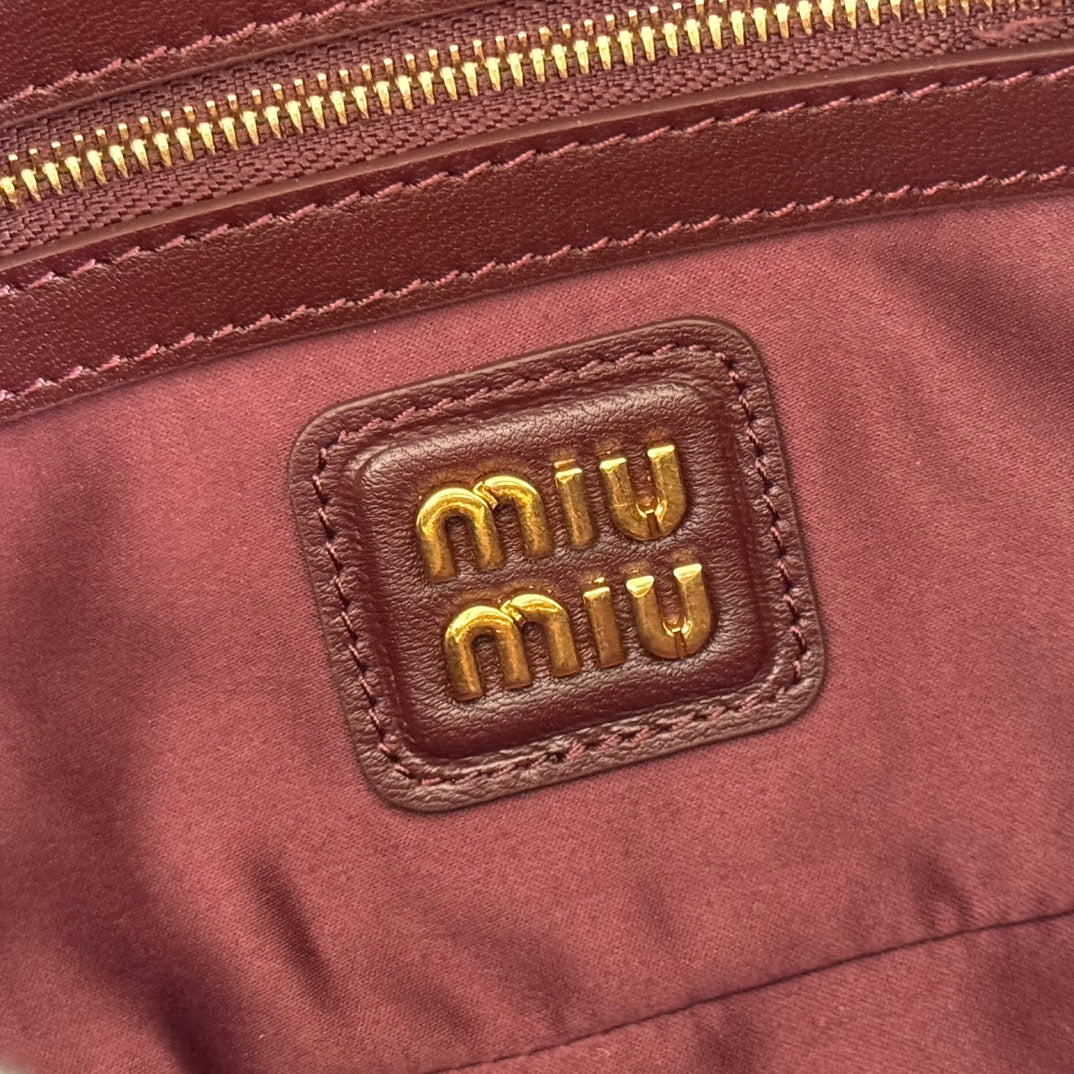 MIU MIU MIUMIU 26S ARCADIE MATELASSE BAG 22 IN DARK BROWN CALFSKIN GOLD HARDWARE