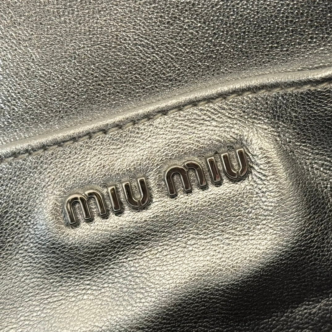 MIU MIU MIUMIU 26S MATELASSE MINI BAG 18 IN SILVER CALFSKIN SILVER HARDWARE
