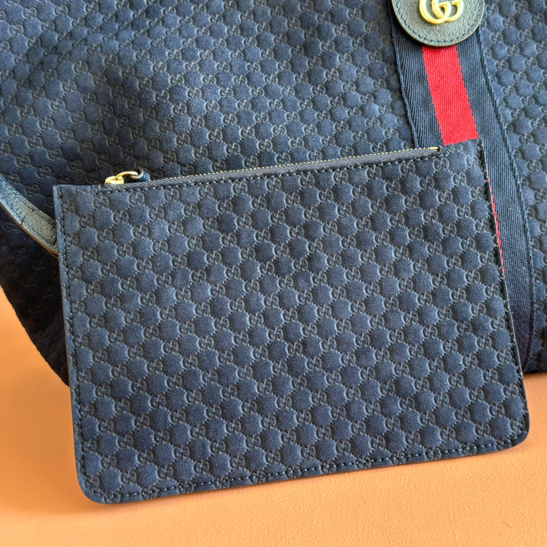 GUCCI 25S GIGLIO LARGE TOTE BAG 60 CM IN CHARCOAL GRAY CANVAS