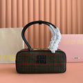 MIU MIU MIUMIU 26S BEAU CANVAS BAG 28 IN MULTICOLOR WOOL AND BLACK CALFSKIN