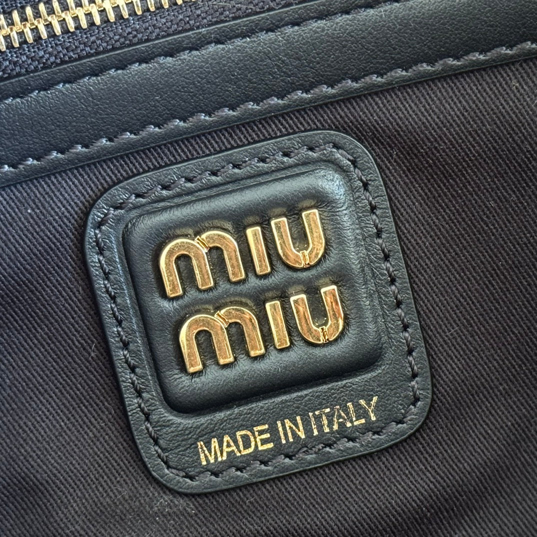 MIU MIU MIUMIU 26S BEAU CANVAS BAG 28 IN MULTICOLOR WOOL AND BLACK CALFSKIN