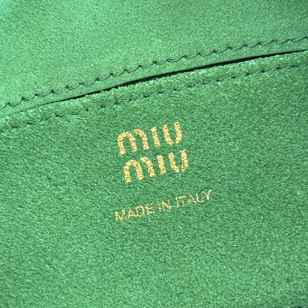 MIU MIU MIUMIU 26S POUCH BAG 18 IN DARK BROWN CALFSKIN GOLD HARDWARE