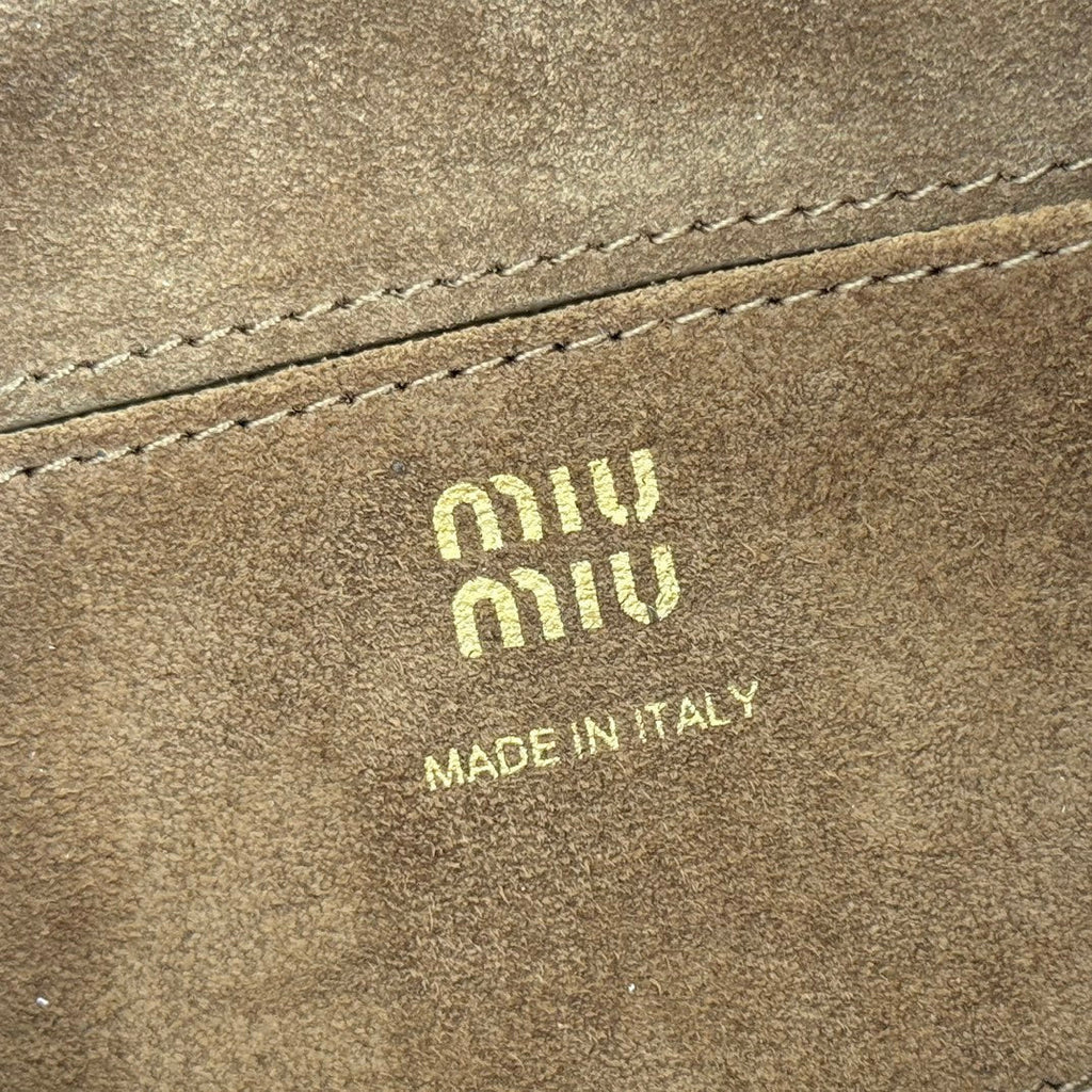 MIU MIU MIUMIU 26S POUCH BAG 18 IN DARK BEIGE CALFSKIN GOLD HARDWARE