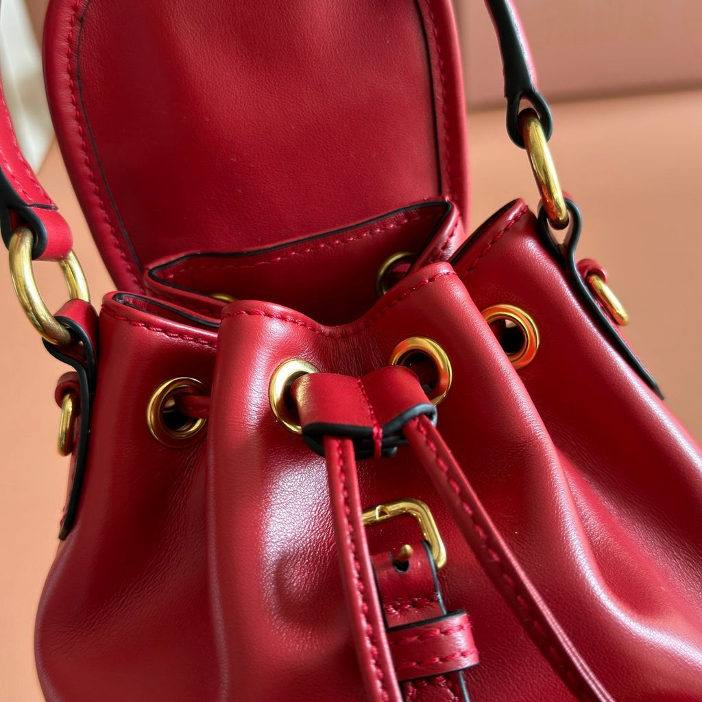 MIU MIU MIUMIU 26S MINI-BACKPACK 17 IN DARK RED CALFSKIN GOLD HARDWARE