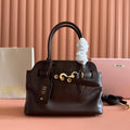 MIU MIU MIUMIU 26S BORSA AVENTURE BAG 30 IN DARK BROWN CALFSKIN GOLD HARDWARE