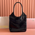 MIU MIU MIUMIU 26S IVY 40 TOTE IN BLACK PATENT CALFSKIN