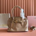 MIU MIU MIUMIU 26S BORSA AVENTURE BAG 30 IN DARK BEIGE CALFSKIN GOLD HARDWARE