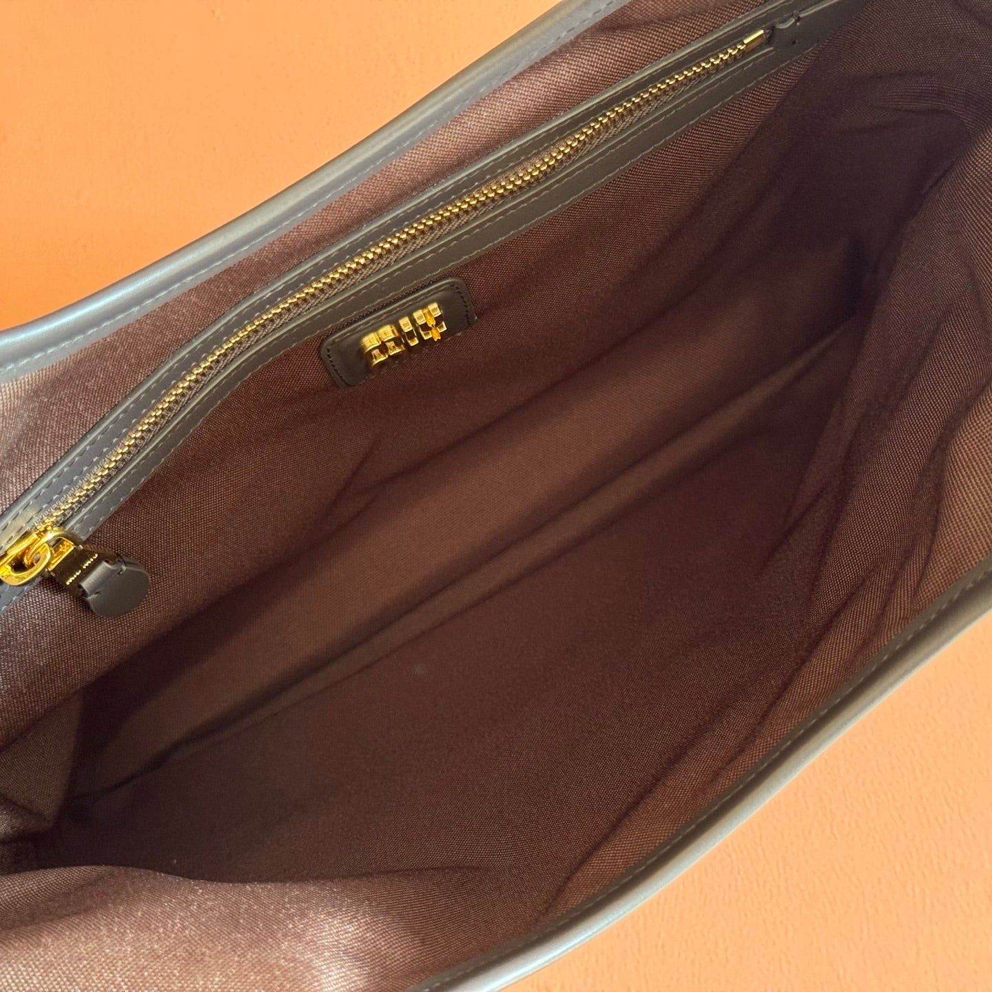 MIU MIU MIUMIU 26S IVY 40 TOTE IN IN CHOCOLATE BROWN CANVAS AND BLACK CALFSKIN