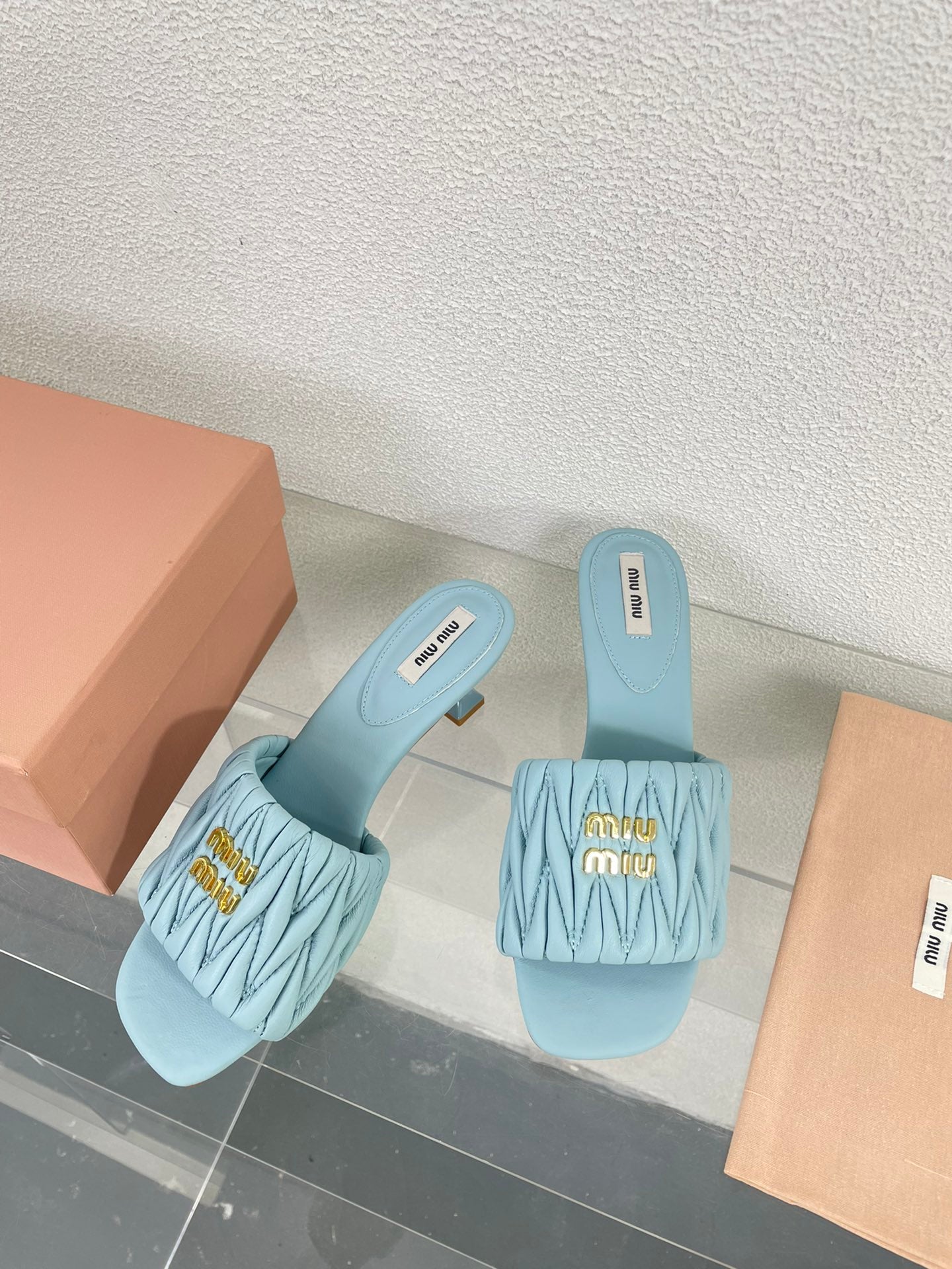 Women's Mid - Heel Baby Blue Leather