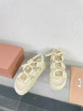 Roman Strap Thick-Soled Cream Sandals