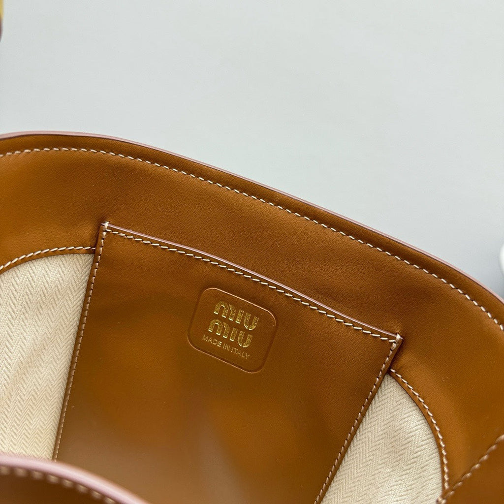MIU MIU BUCKET BAG 20 IN BROWN CALFSKIN