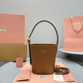 MIU MIU BUCKET BAG 20 IN BROWN CALFSKIN