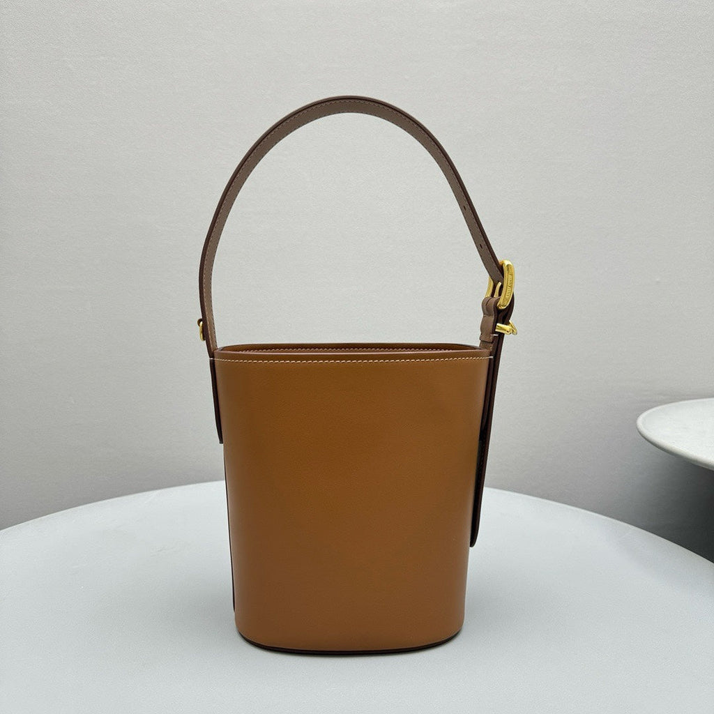 MIU MIU BUCKET BAG 20 IN BROWN CALFSKIN