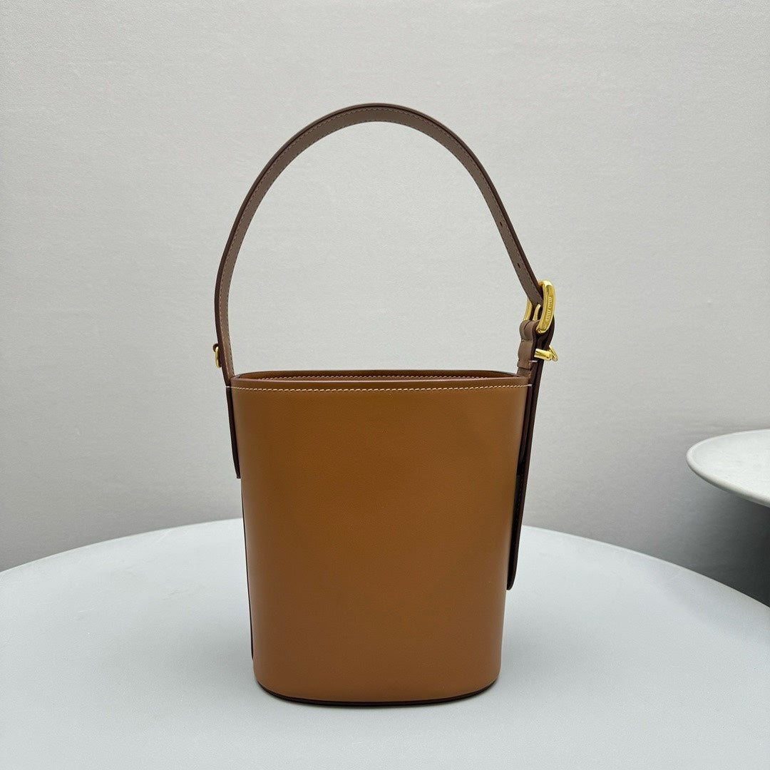 MIU MIU BUCKET BAG 20 IN BROWN CALFSKIN