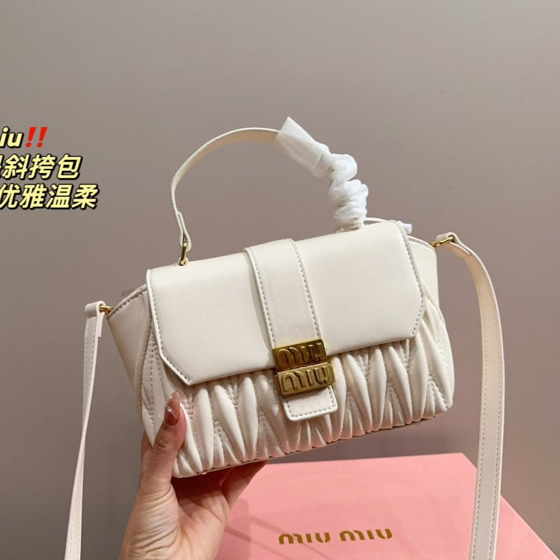 MIU MIU HANDBAG 20 IN WHITE CALFSKIN