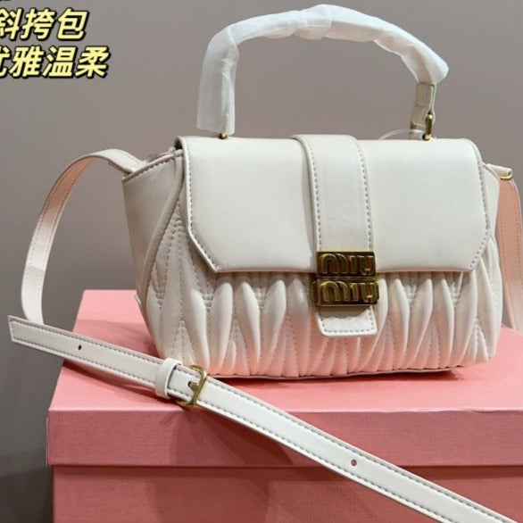 MIU MIU HANDBAG 20 IN WHITE CALFSKIN