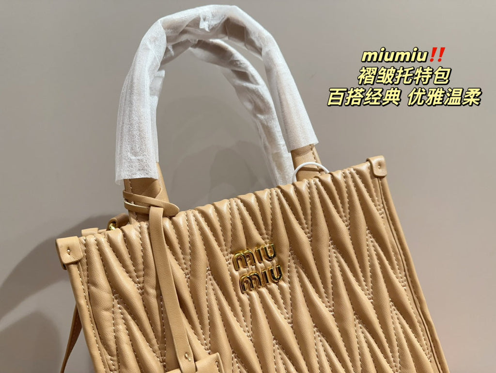 MIU MIU HOBO 24 BAG IN BEIGE CREAM LAMBSKIN