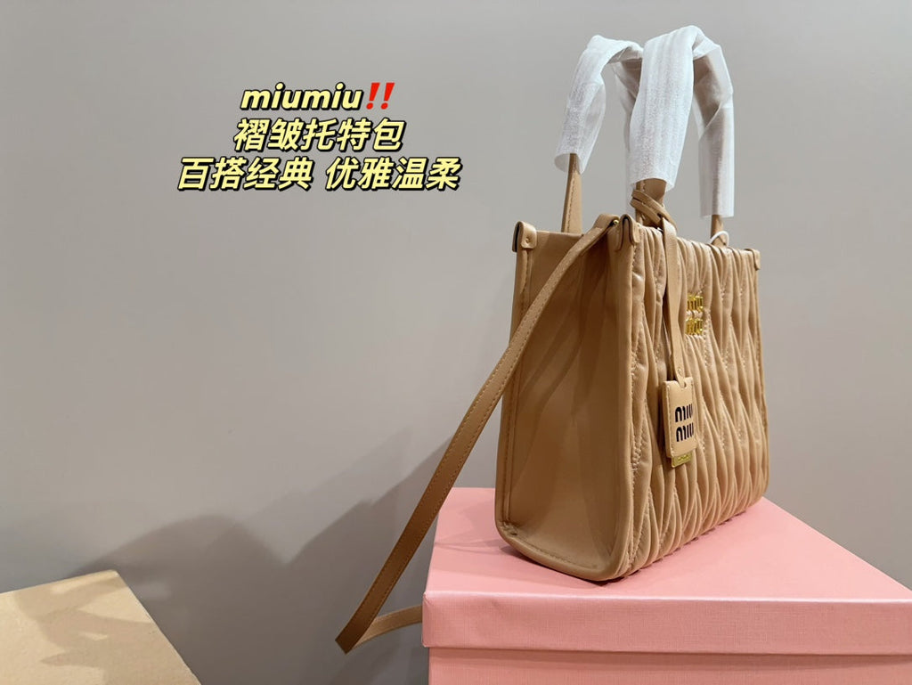 MIU MIU HOBO 24 BAG IN BEIGE CREAM LAMBSKIN