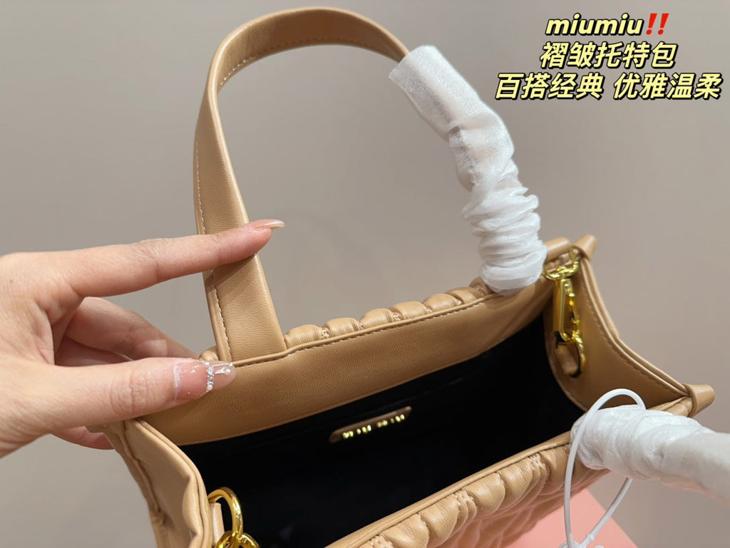 MIU MIU HOBO 24 BAG IN BEIGE CREAM LAMBSKIN