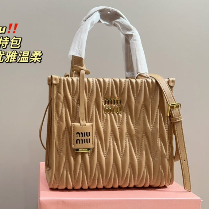 MIU MIU HOBO 24 BAG IN BEIGE CREAM LAMBSKIN