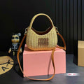 MIU MIU WANDER 25 WICKER BAG IN TAN/CARAMEL RATTAN