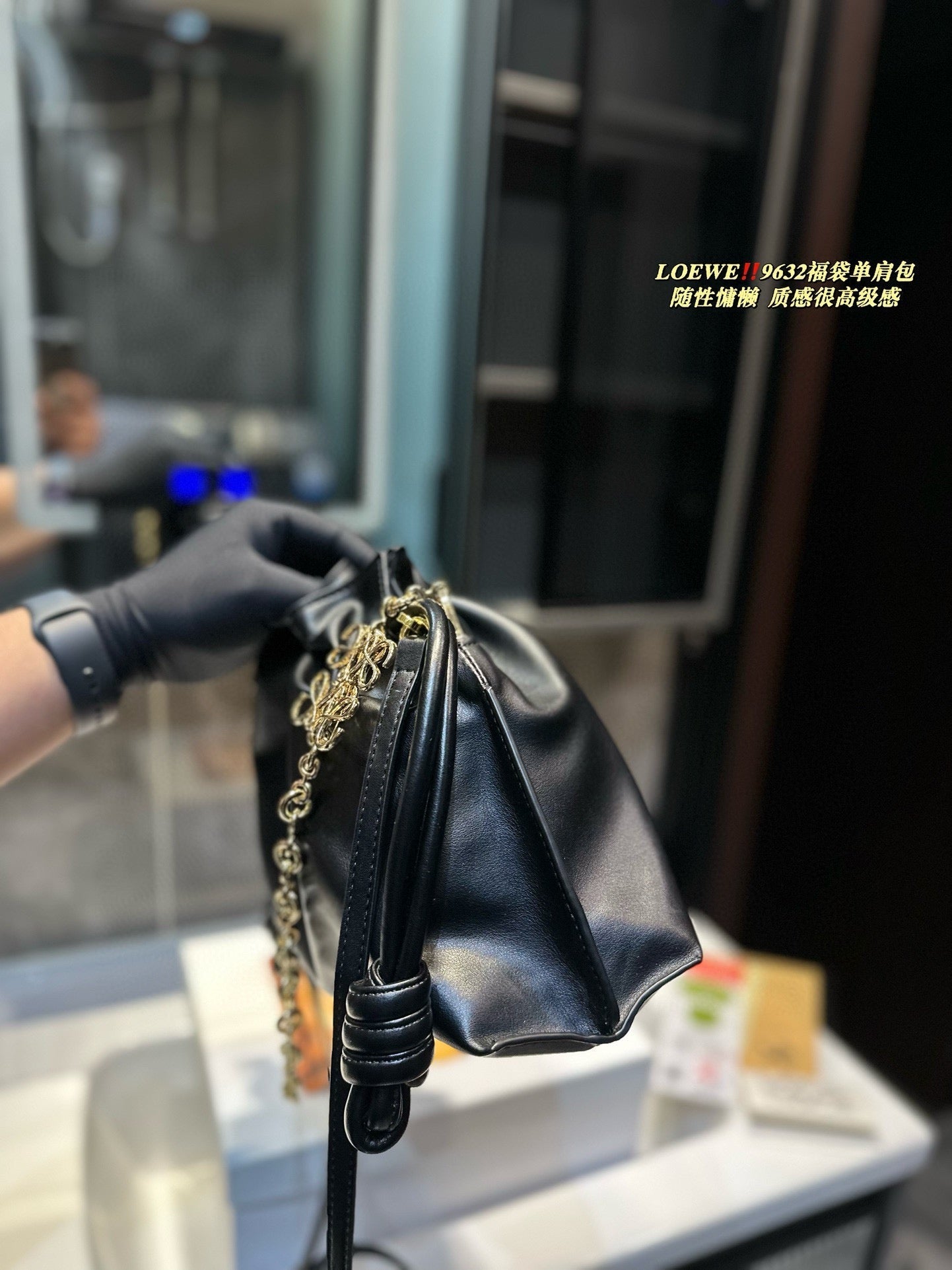 LOEWE MEDIUM FLAMENCO PURSE 29 IN BLACK NAPPA LAMBSKIN