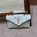 SAINT LAURENT PUFFER TOY 23 IN WHITE LAMBSKIN GOLD HARDWARE